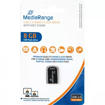 MediaRange Nano - USB-mälupulk - 8 GB - USB 2.0 - must (MR920)