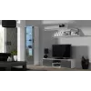 TV-kapp cama meble SOHO 140 — 1400×430×370 mm, valge pealispind, puitlaastplaat, valge raam, valge/hall läikiv