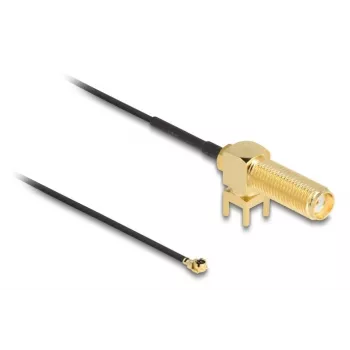 DeLOCK antennikaabel SMA 90° PCB emane läbiviik koaksiaalkaabel 0,15 m I-PEX MHF1 Must Kuldne