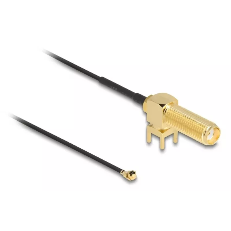 DeLOCK antennikaabel SMA 90° PCB emane läbiviik koaksiaalkaabel 0,15 m I-PEX MHF1 Must Kuldne