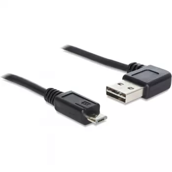 Delock Easy - USB-kaabel - USB (M) vasak/parem nurga all, ümberpööratav kuni Micro-USB tüüp B (M) sirge - USB2.0 - 50 cm - Must (85163)