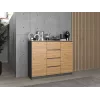 Kummut Topeshop 2D4S ANT/ART BA KPL — 4 sahtlit, antratsiit/tamm, 1200×400×970 mm, puitlaastplaat