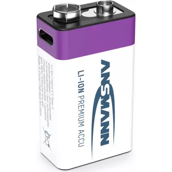 Ansmann ANS 1315-0005 - Li-ion akupatarei 9V plokk 340 mAh 9 V 1 tk - Laetav aku