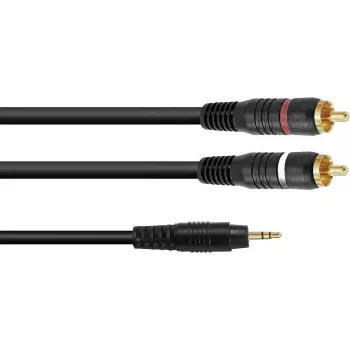 Audio adapterkaabel Omnitronic 3.5mm jack to 2×RCA, 3 m (model 30225149)