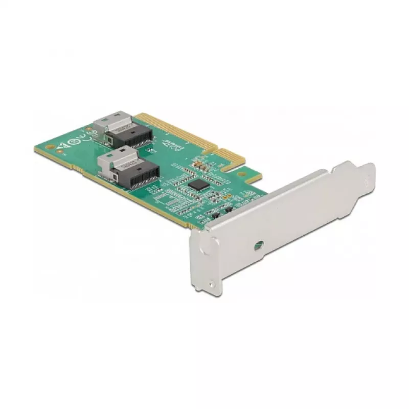 DeLOCK PCI Express 4.0 x8 kaart kahe sisemise SFF-8654 4i NVMe pordiga, madala profiiliga