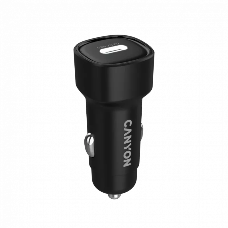 Autolaadija CANYON OnDrive 30 PD 30W USB-C Must — sõidukisisene USB-C toiteadapter 30W PD