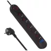 Pistikupesa MACLEAN MCE395 B — 5 pistikupesa, 3×USB, 110–240V AC, 2.1A USB, 2500W, 1.5 m kaabel, must