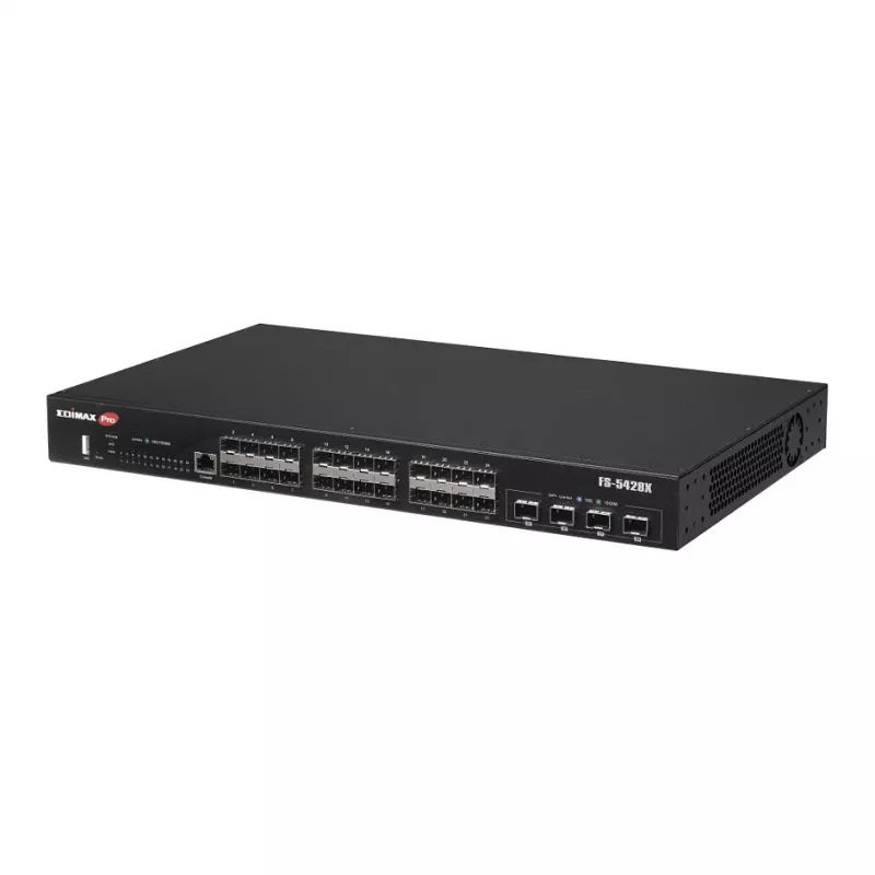 Võrgukommutaator EDIMAX FS-5428X — 24 Gigabit SFP porti, 4 × 10GbE SFP+ porti