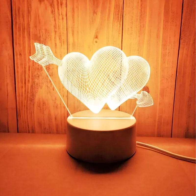Öölamp Extralink HOME 3D optiline illusioon “Pierced Hearts” USB voodilamp