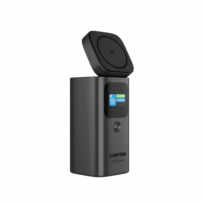 CANYON Qi2 magnetiline toitepank OnPower 150 15000mAh Alumiinium Tumehall