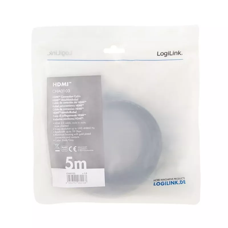 HDMI-kaabel 4k/60Hz, ALU, must, 5m