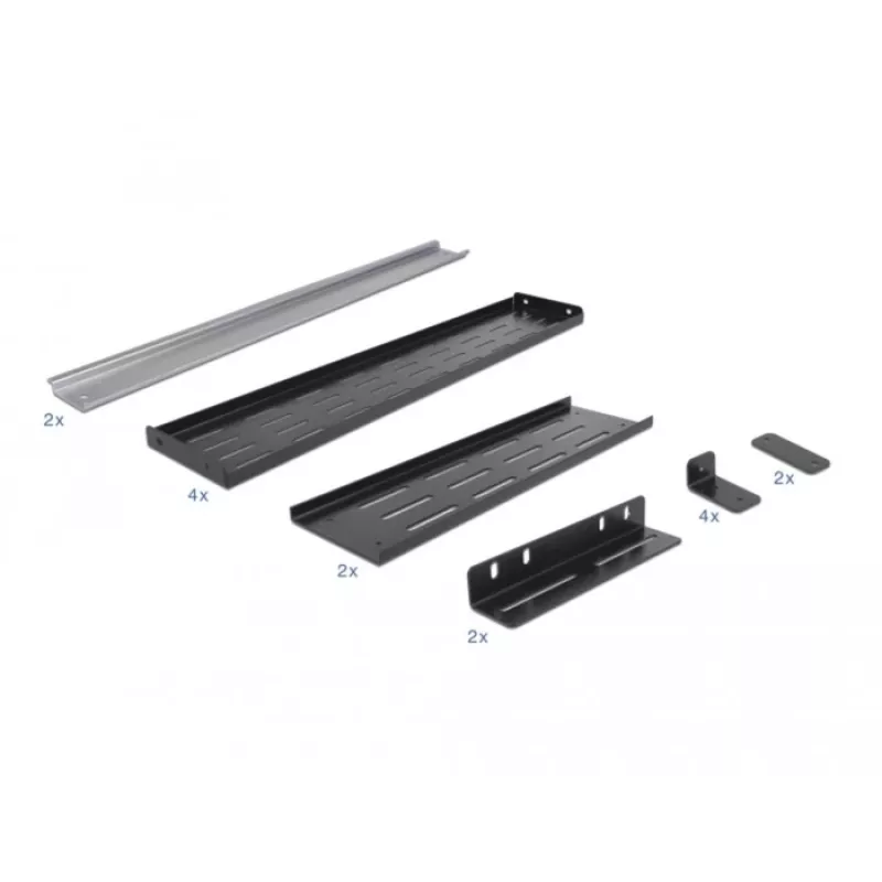 Delock DIN-Schienenmontagekit - Rack montierbar - Schwarz - 4U - 48.3 cm (19")