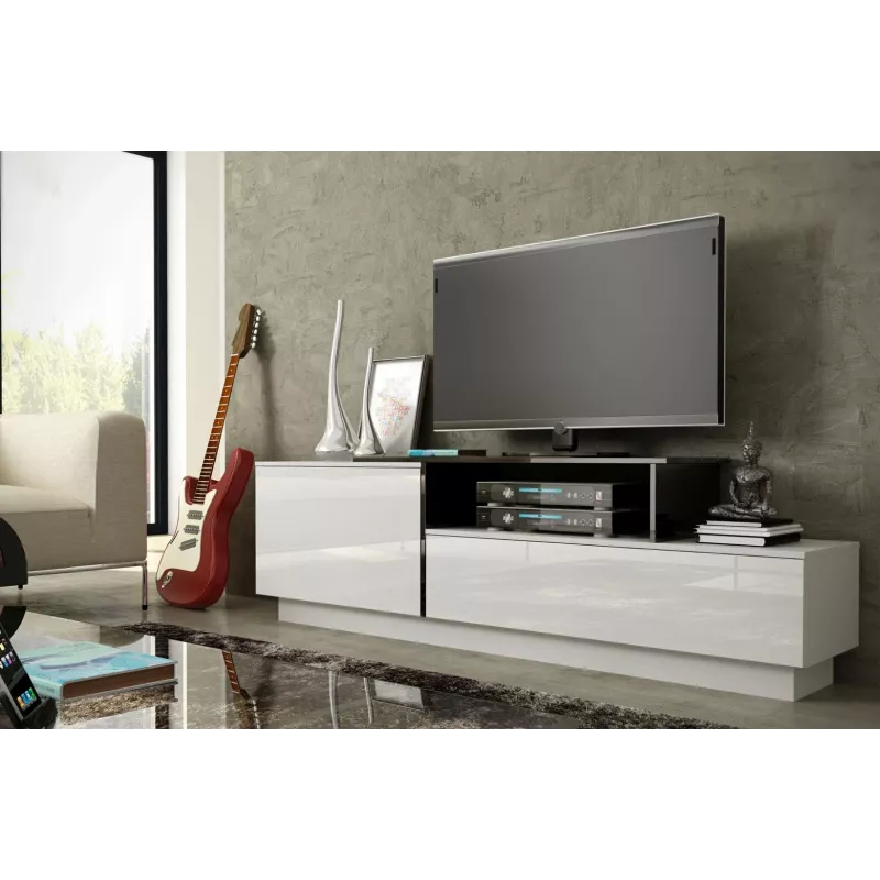 Cama TV-kapp SIGMA 3 180 valge/valge läikiv + must