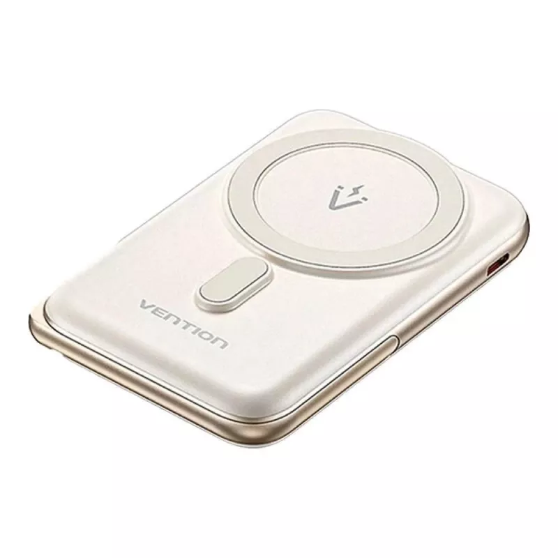 Akupank Vention 10000mAh Magnetic Wireless 20W — 10000 mAh, 3 A väljund, USB-C, valge