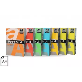 Värviline paber Double A, 80g, A4, 100 lehte, Rainbow 5, 5 värvi