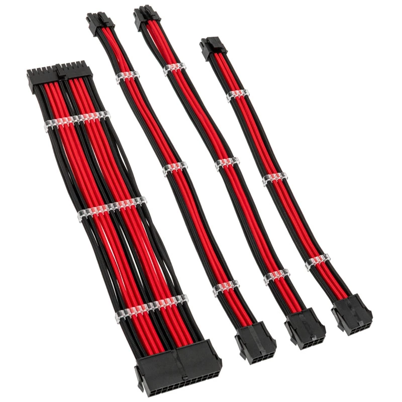 Kolink Core Standard põimitud kaablipikenduskomplekt - süsimust / võidusõidupunane, 24‑pin + 8‑pin + 6+2‑pin + SATA