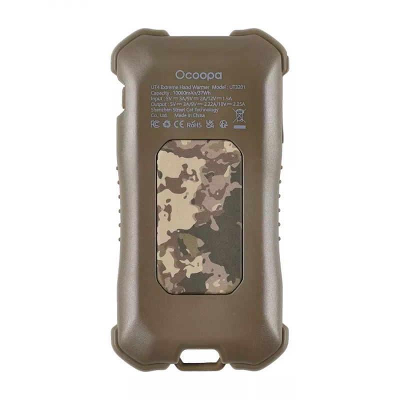 Elektrikeris Ocoopa UT3201 Camouflage — kaasaskantav keraamiline ruumisoojendus integreeritud 10 000 mAh akupangaga ja kuni 18tunnise tööajaga