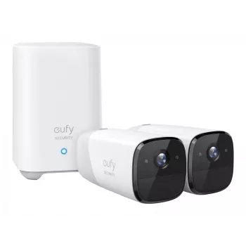 Eufy Security, eufyCam 2 Pro juhtmevaba koduturvakaamerate süsteem, 365-päevane aku tööiga, HomeKit ühilduvus, 2K eraldusvõime, IP67 ilmastikukindel, öövaatlus, 2-kaamera komplekt, ilma kuutasuta