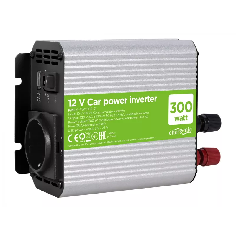 Gembird EG-PWC300-01 toiteadapter/inverter Auto 300 W Hall