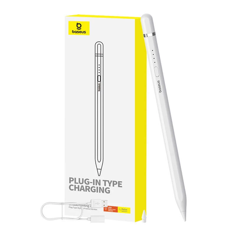 Stylus Baseus Smooth Writing Series pistiklaadimisega Lightning, valge