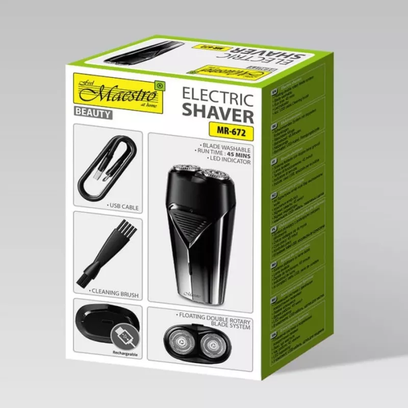 Elektriline pardel Maestro MR-672 USB-laetav veekindel — reisisõbralik fooliumpardel