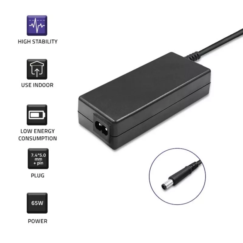 Qoltec 51519 (7.4x5.0mm + tihvt) 65W 3.34A 19.5V vahelduvvoolulaadija Dell sülearvutitele