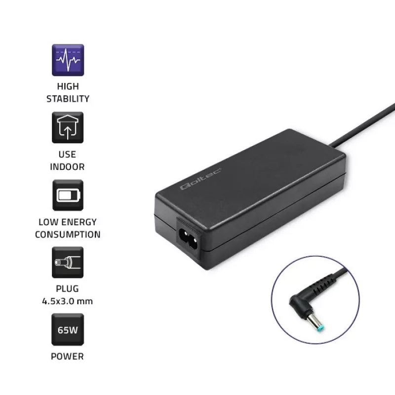 Toiteadapter Qoltec 51555 Siseruumides 65W Must