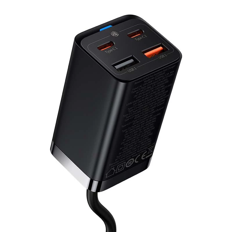 Laadija Baseus GaN3 Pro mobiiltelefon tahvelarvuti must vahelduvvool sisetingimustes 15 V 3 A