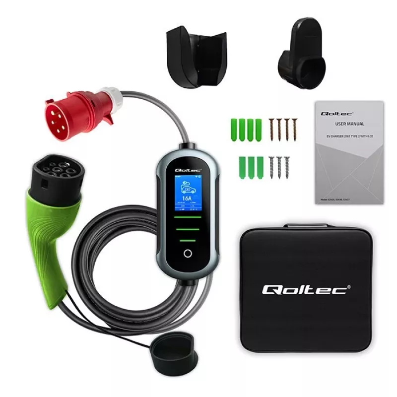 Elektriauto laadija QOLTEC 22 kW 400 V WiFi (TUYA) 7 m kaabliga