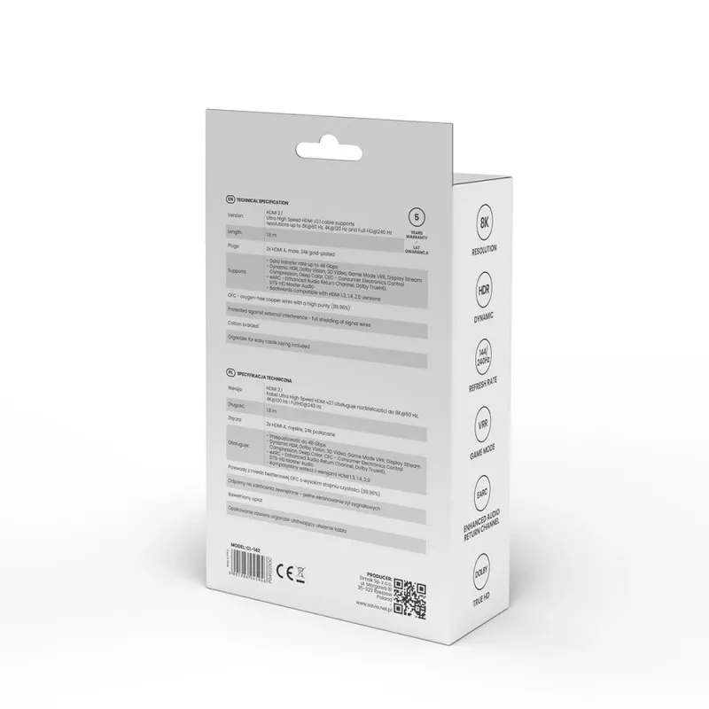 HDMI-kaabel Savio CL-142 v2.1 1.8 m, HDMI Type A isane–isane, kullatud kontaktidega, must/sinine