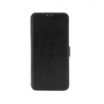 Nahast raamatustiilis ümbris FIXED, Xiaomi Redmi 14C, must — esi- ja tagakaitsega ümbris