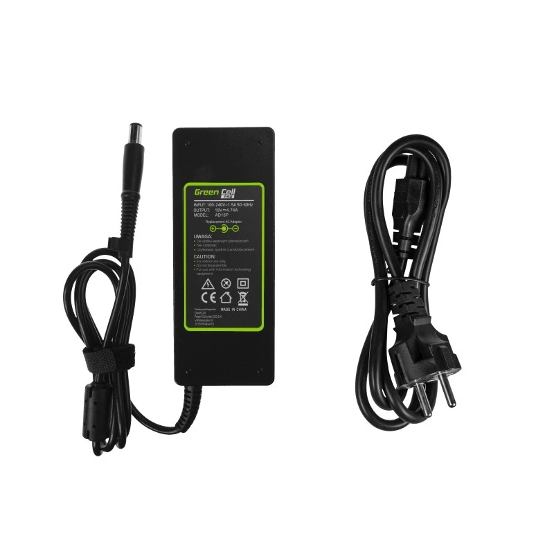 Toiteadapter roheline Cell AD15P 90W HP sülearvutitele, 19V 4.74A, vahelduvvoolust alalisvooluks, siseruumidesse, 1,2m kaabel, must
