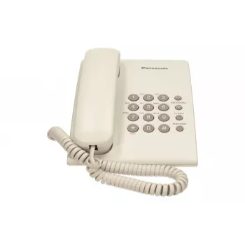 Analoogtelefon Panasonic KX-TS500PDW — 16 nuppu, valge, laua-/seinale kinnitatav, 100-kohaline telefoniraamat
