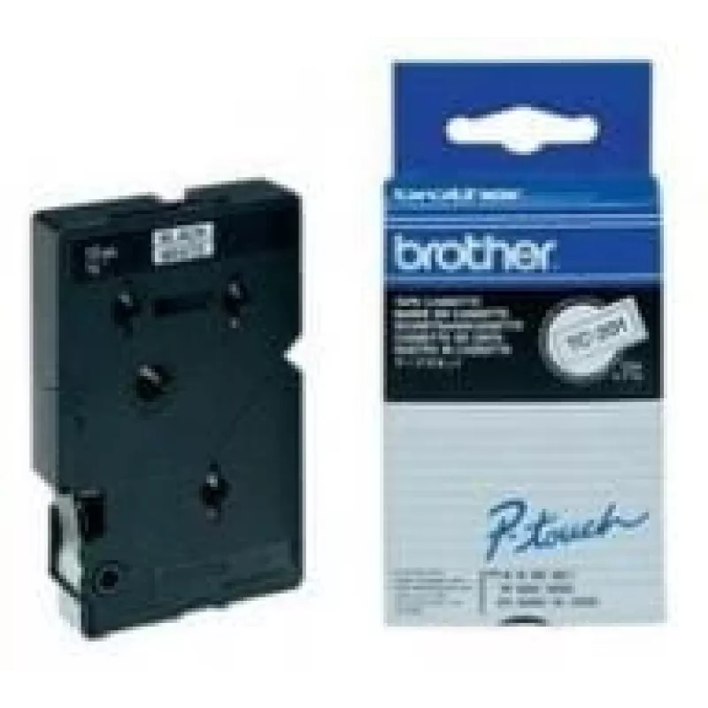 Brother Gloss Laminated Labelling Tape - 12mm, Must/Valge, 10-pk label-making tape TC