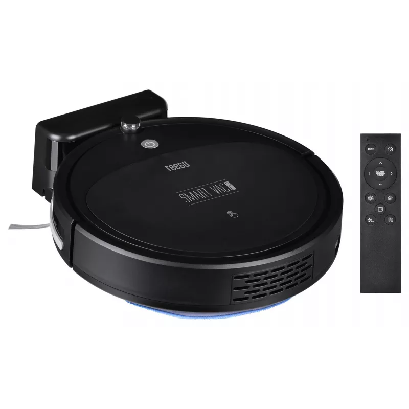 Robottolmuimeja TEESA Smart VAC 2 — ümmargune, must, 1000 Pa imemisvõimsus, 9,6 V / 2000 mAh liitiumaku, 0,2 L tolmumahuti, Wi‑Fi, automaatne tagasipöördumine