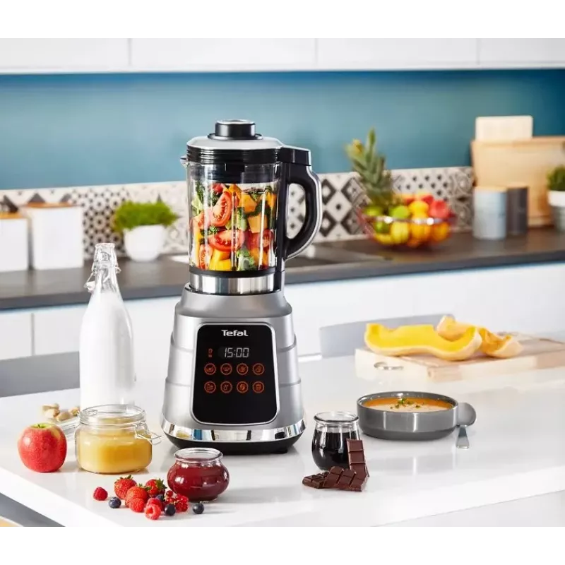Lauapealne blender Tefal BL985A31 — 1300 W, 1,75 L klaaskann + 2 L Tritan-kann, Trip'Ax 6-tiivalised roostevabast terasest terad, vaakumsegamine