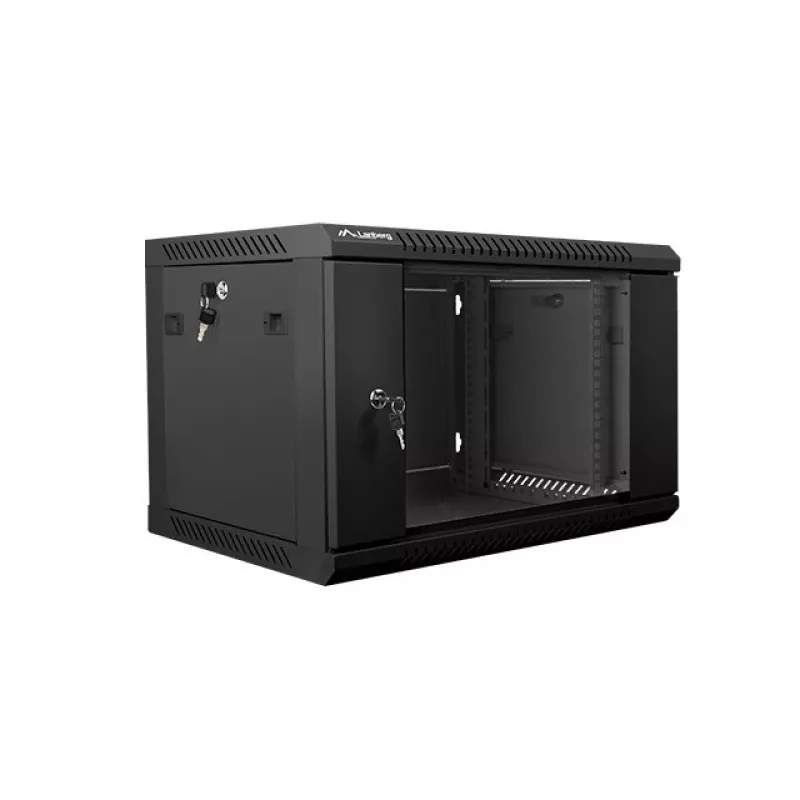 Seinale paigaldatav kapp LANBERG WF01-6406-10B, 6U, 19 tolli, 600×374×450 mm, must, 60 kg