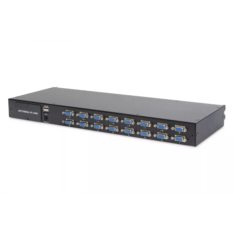 DIGITUS DS-72211-3US 19-tolline 16-pordiline LCD KVM riiulikonsool