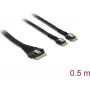 DELOCK PCIe 4.0 õhuke SAS SFF-8654 kuni 2× SFF-8644 (4i) kaabel 0,5 m