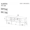 TV-kapp Cama ALMERA 180,5×42×52,5 cm pähkel/kašmiir – pealisplaat puitlaastplaadist, pähklipuust raam