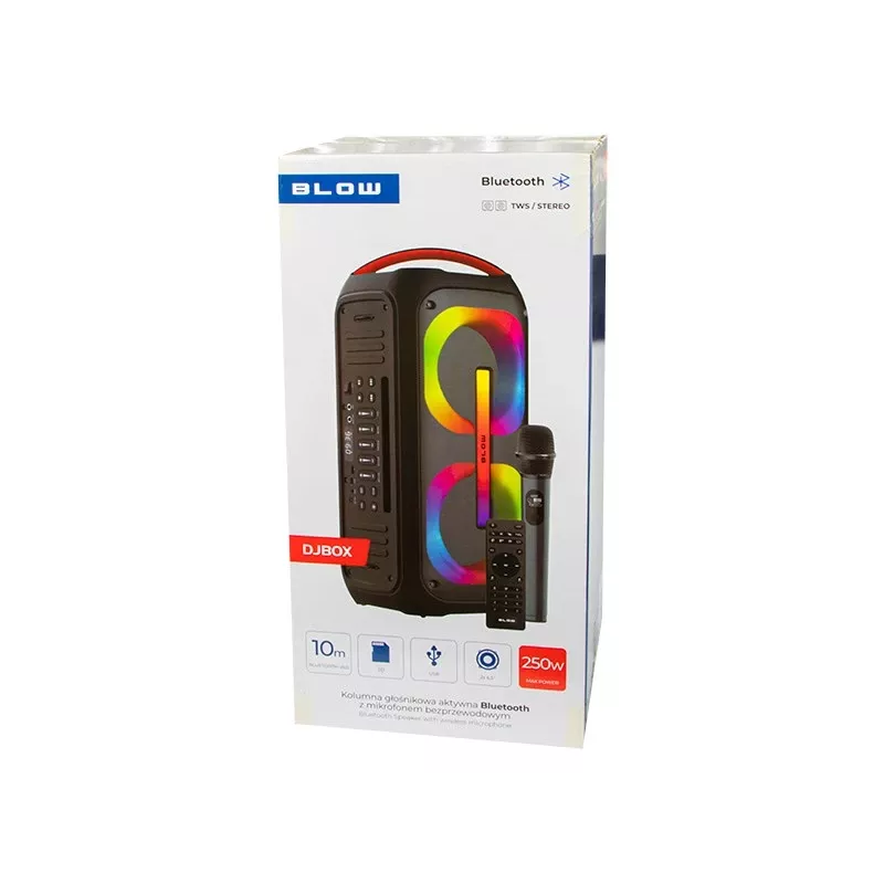 Portable mono Bluetooth speaker BLOW 30-392# — 6000 mAh aku, 6.5 W RMS, Bluetooth 5.0, MicroSD, AUX, Micro-USB, 2 kõlarit, must