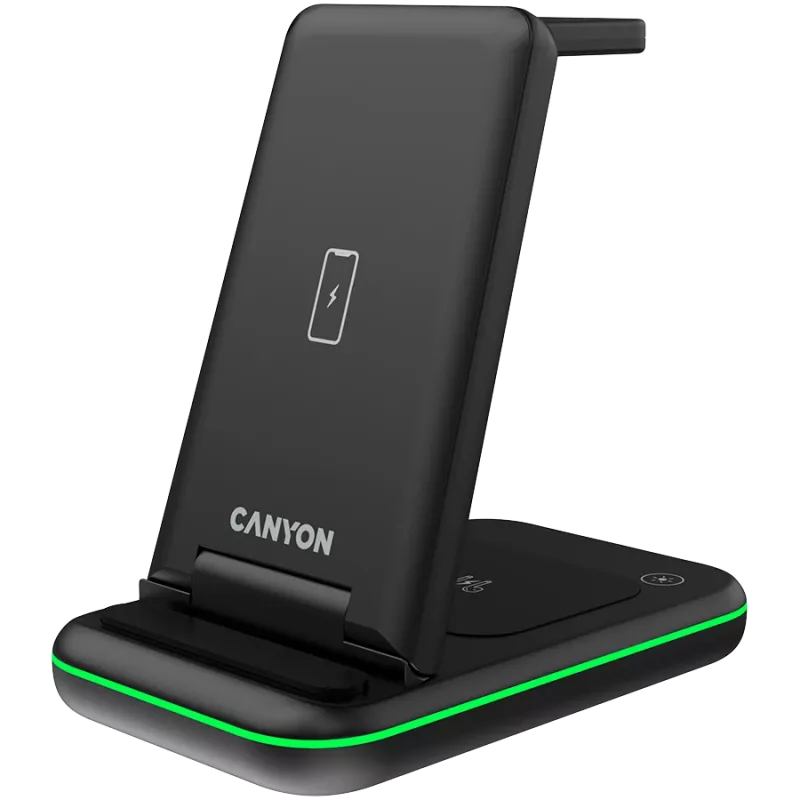 CANYON juhtmevaba laadija WS-304 15W 3in1 Must