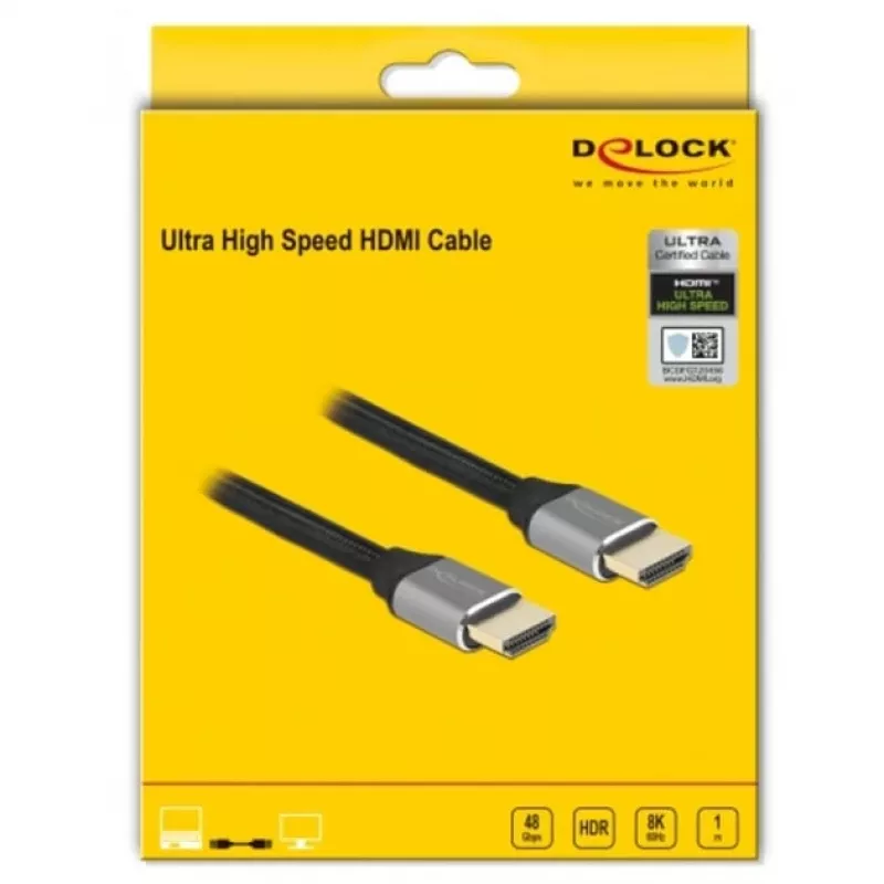 HDMI-kaabel DeLOCK Ultra High Speed 48 Gbps 8K 60 Hz hall 1 m