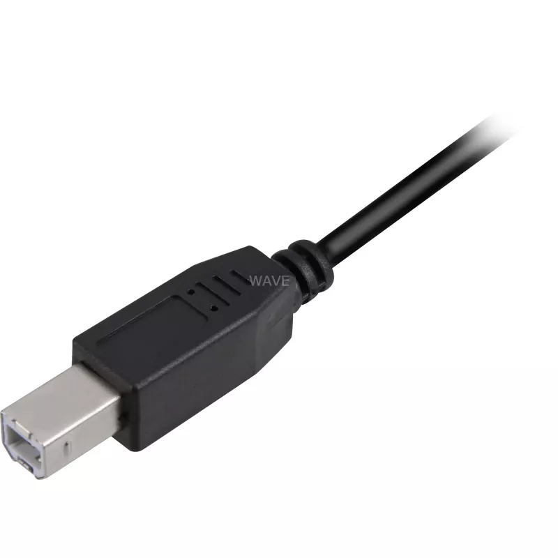 USB 2.0 kaabel, USB-A pistik > USB-B pistik (must, 0,5 meetrit)
