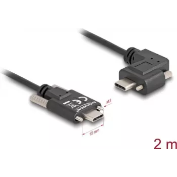 DeLOCK USB 2.0 kaabel USB USB-C isane - USB USB-C isane nurga all vasak/parem PD 3.0 60W 2m