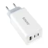 SAVIO LA-07 GaN 65W seinadapter, USB, QC4.0+, PD 3.0, Valge