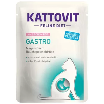 KATTOVIT gastro veterinary kuiv kassitoit 85 g — Riis ja lõhe, täiskasvanud, gluteenivaba, 8% valku