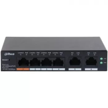 Dahua Technology DH-CS4006-4ET-60 võrgulüliti hallatav L2 Gigabit Ethernet (10/100/1000) Power over Ethernet (PoE) Must