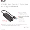 USB jaotur CLUB3D USB 3.2 Gen1 Type-A 3 pordiga ja Gigabit Ethernetiga