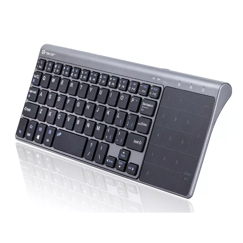Juhtmevaba RF täissuuruses klaviatuur TRACER TRAKLA46934, QWERTY inglise, 2,4 GHz nano vastuvõtja, membraan, must/hall